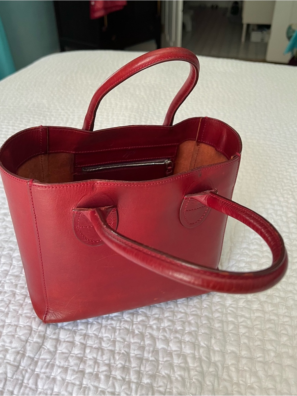 J. Jill Red Leather Top-Handle Tote